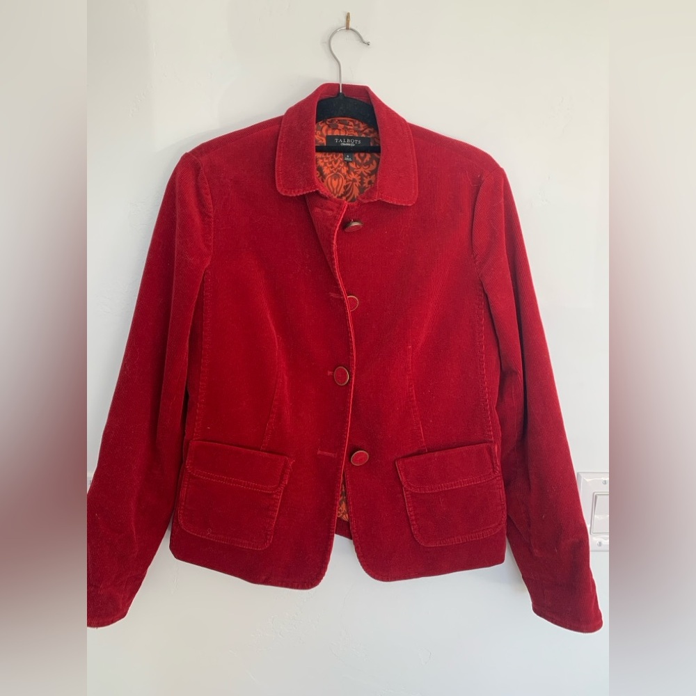 Talbots Rich Red Corduroy Blazer